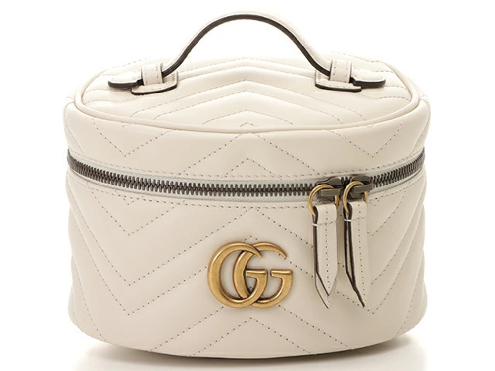Gucci GG Marmont Cosmetic Bag White Calfskin
